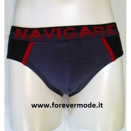 3 Slip uomo Navigare in cotone con logo e bande,elastico logato