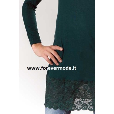 Vestito donna C&C manica lunga in viscosa con profilo in pizzo