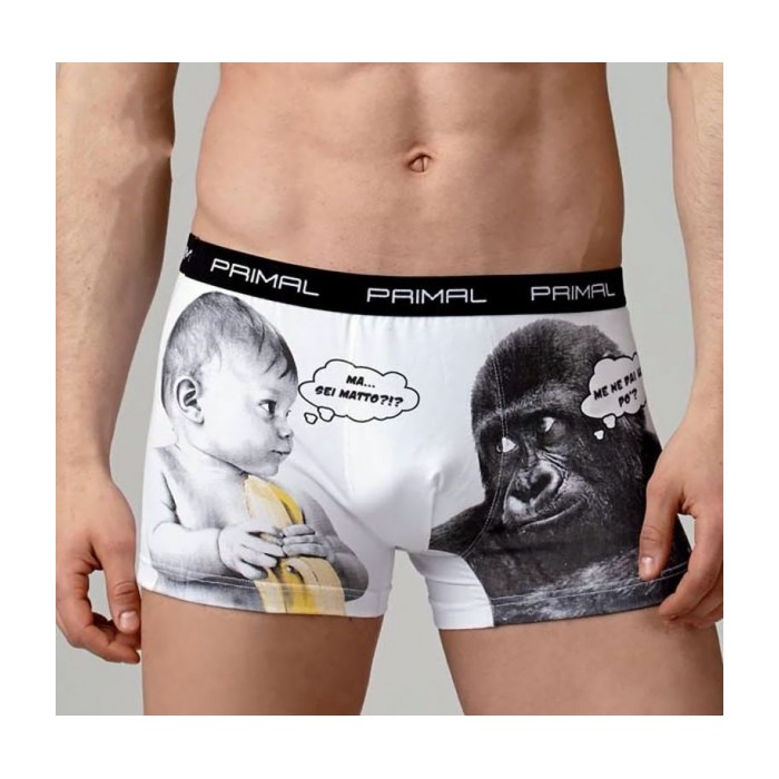2 Boxer da uomo Primal in cotone elasticizzato fantasia con elastico loggato