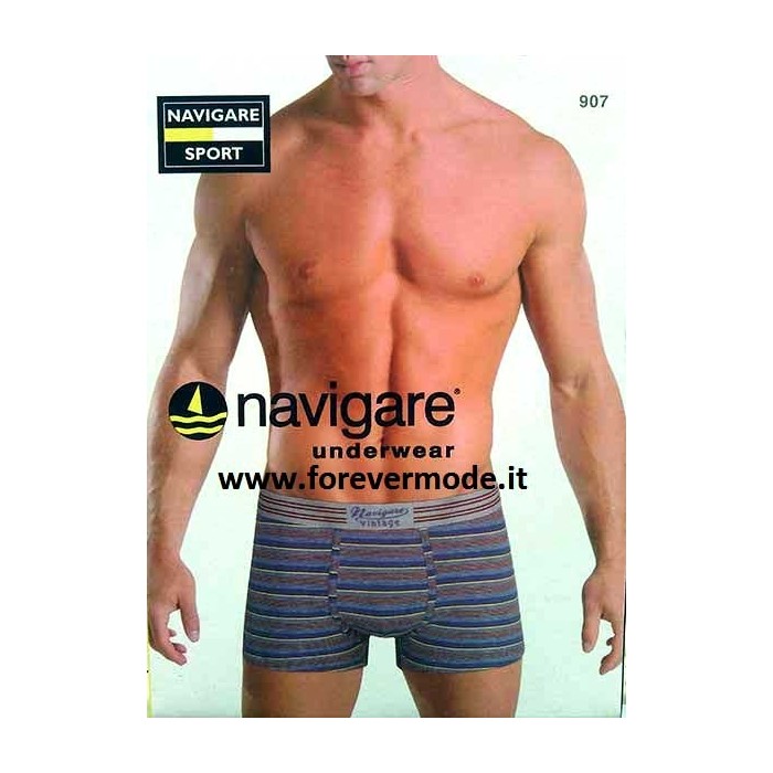 3 Boxer uomo Navigare in cotone con motivo a righe tinto in filo