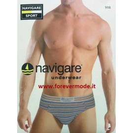 3 Slip uomo Navigare in cotone a righe, elastico esterno loggato