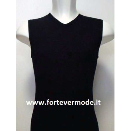 T-shirt uomo Gicipi senza maniche con scollo V piccolo in cotone pettinato