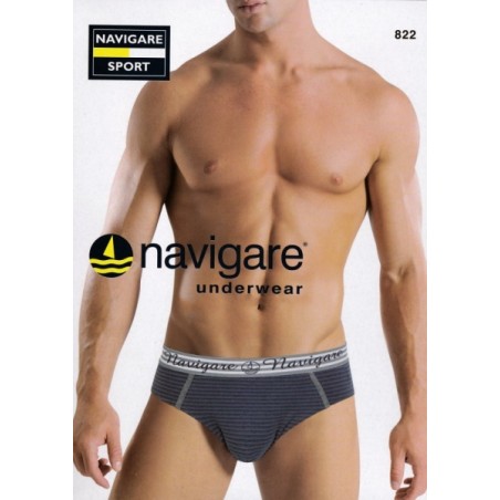 3 Slip uomo Navigare in cotone a righe, elastico esterno logato
