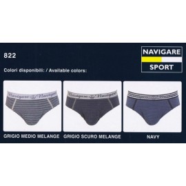 3 Slip uomo Navigare in cotone a righe, elastico esterno logato 2