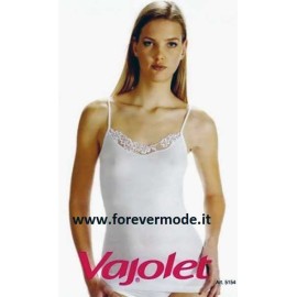 Canottiera donna Vajolet a spalla stretta in filoscozia con profilo in pizzo macramè