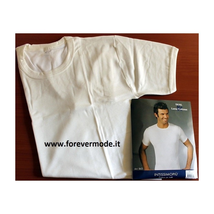 3 Maglie uomo Intissimopiu manica corta a girocollo in lana e cotone