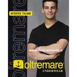 4 T-shirt uomo Oltremare scollo V in puro cotone non aderente