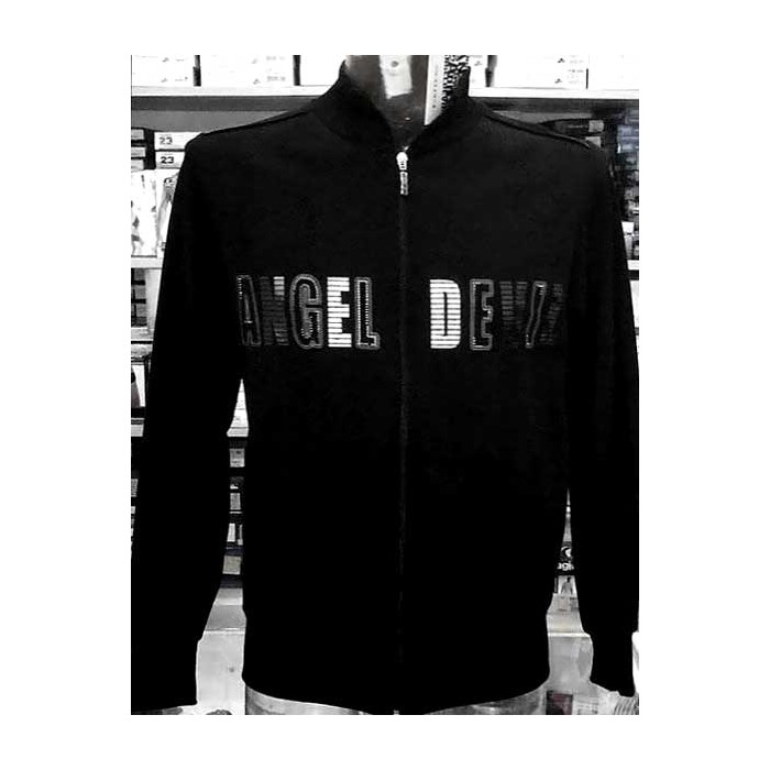 Felpa uomo Angel Devil con zip, stampa argentata con borchie