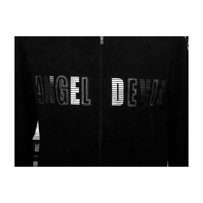 Felpa uomo Angel Devil con zip, stampa argentata con borchie