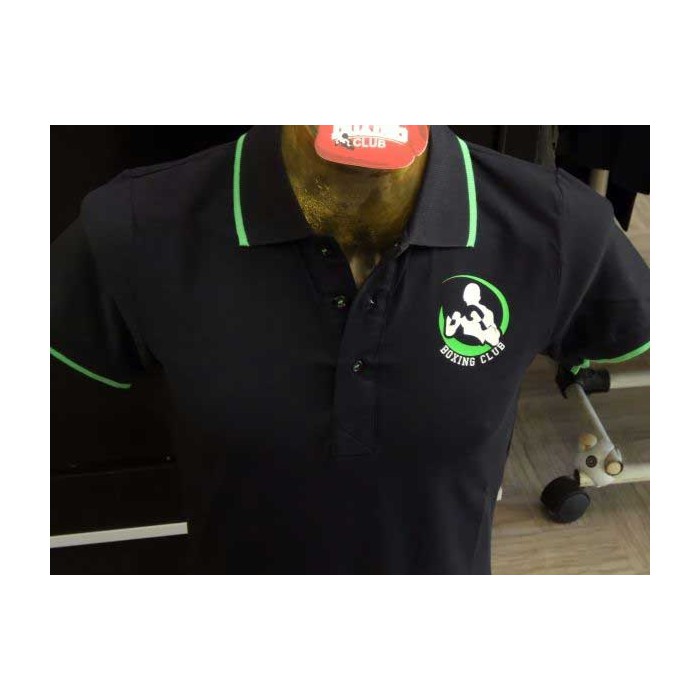 Polo uomo Boxing Club con logo frontale e scritta sul collo fluo