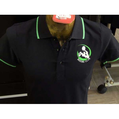 Polo uomo Boxing Club con logo frontale e scritta sul collo fluo