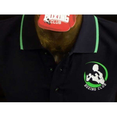 Polo uomo Boxing Club con logo frontale e scritta sul collo fluo