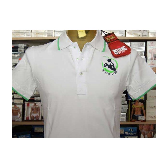 Polo uomo Boxing Club con logo frontale e scritta sul collo fluo