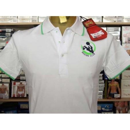 Polo uomo Boxing Club con logo frontale e scritta sul collo fluo