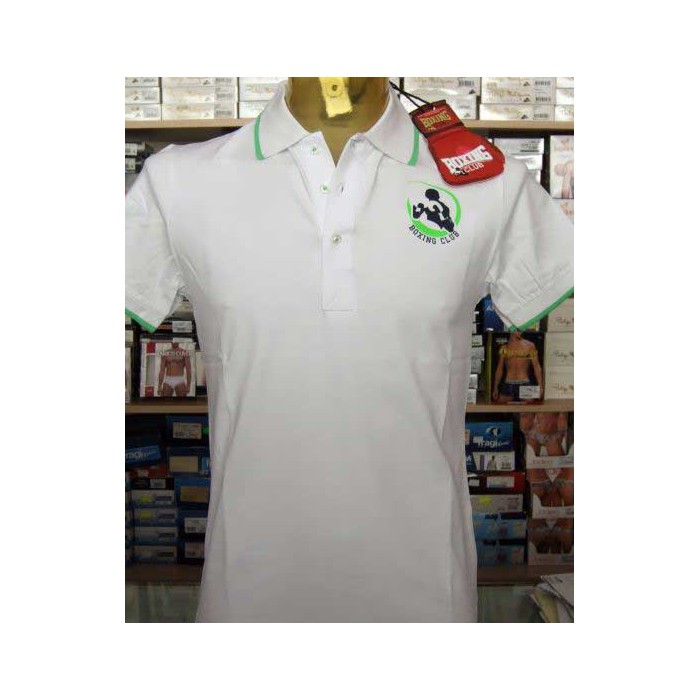 Polo uomo Boxing Club con logo frontale e scritta sul collo fluo