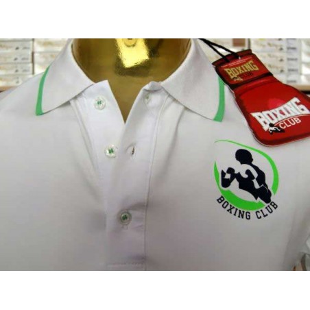 Polo uomo Boxing Club con logo frontale e scritta sul collo fluo