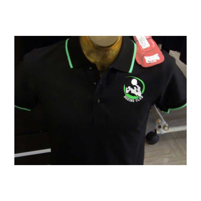 Polo uomo Boxing Club con logo frontale e scritta sul collo fluo