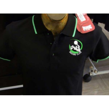 Polo uomo Boxing Club con logo frontale e scritta sul collo fluo