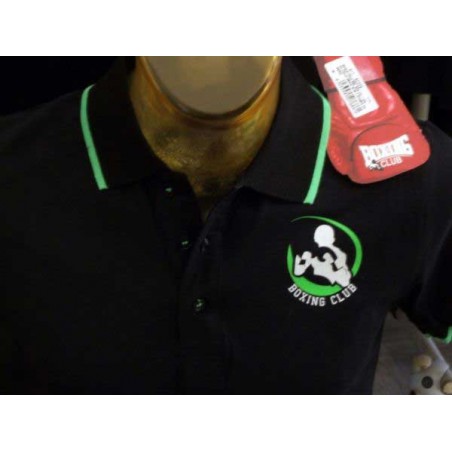 Polo uomo Boxing Club con logo frontale e scritta sul collo fluo