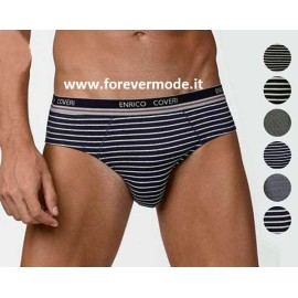 3 Slip uomo Coveri in cotone rigato con elastico esterno logato