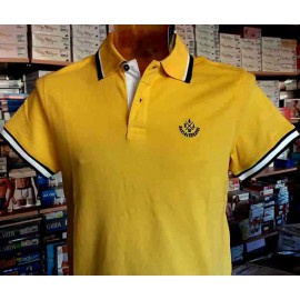 Polo uomo Baci & Abbracci con logo frontale e collo bordi rigati