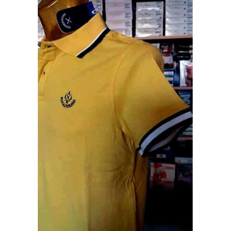 Polo uomo Baci & Abbracci con logo frontale e collo bordi rigati