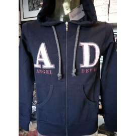 Felpa uomo Angel Devil con zip, logo ricamato, tasche cappuccio 2