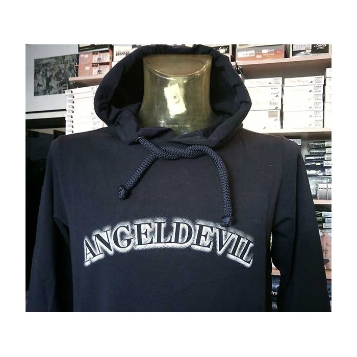 Felpa uomo Angel Devil con logo stampato, tasche e cappuccio