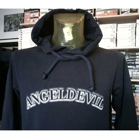 Felpa uomo Angel Devil con logo stampato, tasche e cappuccio