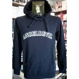 Felpa uomo Angel Devil con logo stampato, tasche e cappuccio 2