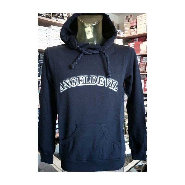 Felpa uomo Angel Devil con logo stampato, tasche e cappuccio