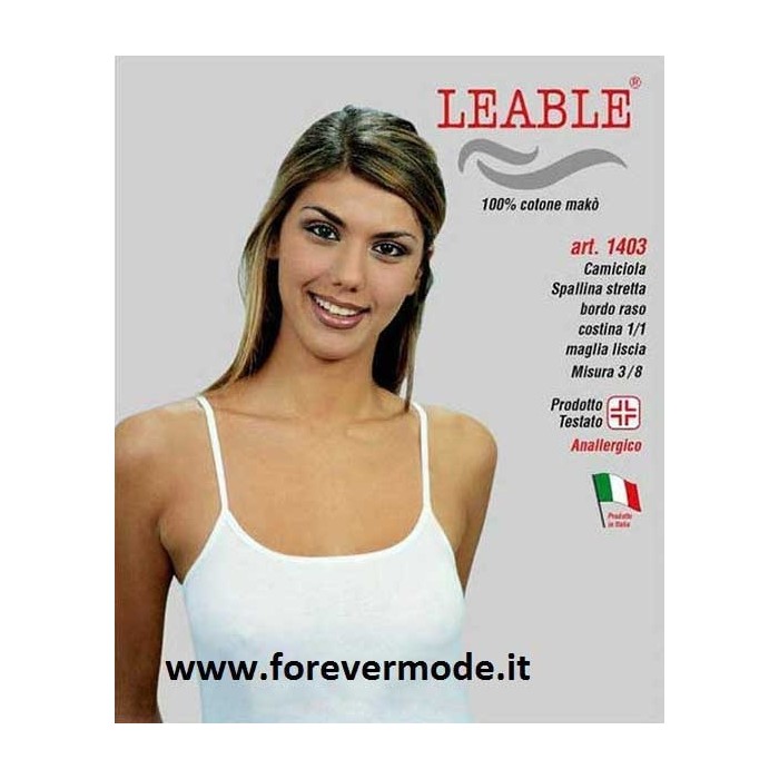 3 Canottiere donna Leable a spalla stretta in cotone makò con profilo in raso