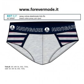 3 Slip uomo Navigare in cotone con bande e righe, elastico logo