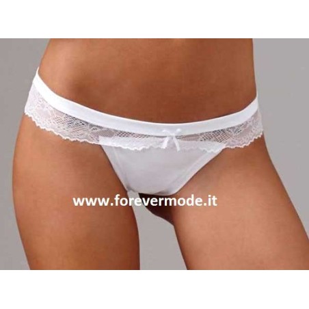 3 Slip donna Emy vita bassa in cotone modal con pizzo applicato