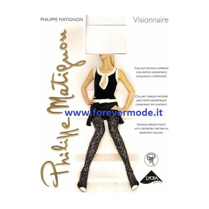 Collant donna Matignon Visionnaire coprente, fantasia geometrica