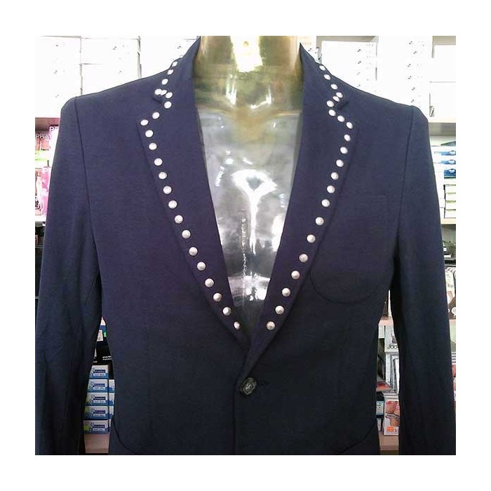 Giacca uomo Y.Two taglio slim in cotone con borchie e toppe