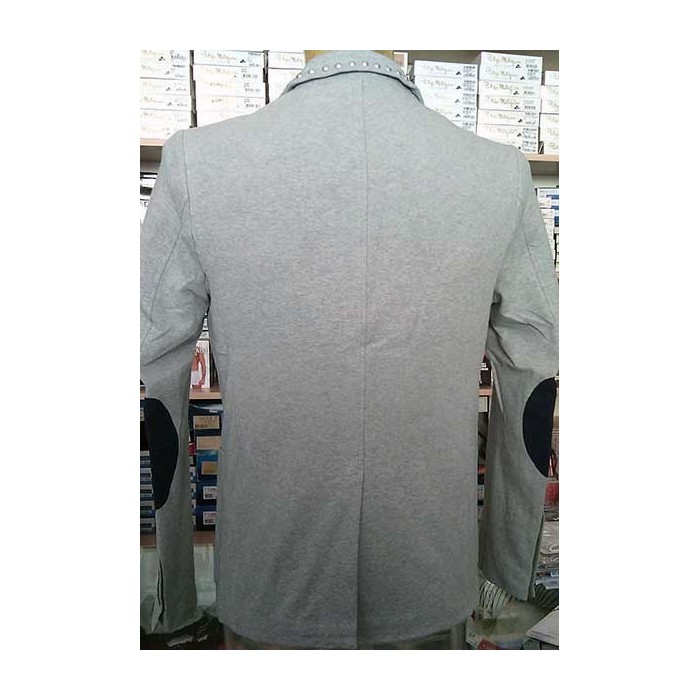 Giacca uomo Y.Two taglio slim in cotone con borchie e toppe