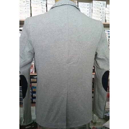 Giacca uomo Y.Two taglio slim in cotone con borchie e toppe