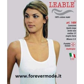 3 Canottiere donna Leable a spalla larga in cotone makò con profilo in raso