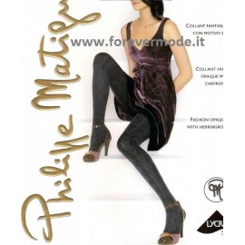 Collant donna Matignon Flèche fantasia coprente a motivo spigato