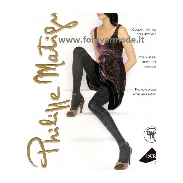 Collant donna Matignon Flèche fantasia coprente a motivo spigato