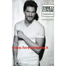 3 T-shirt uomo Enrico Coveri manica corta con scollo a V in cotone bi-elastico