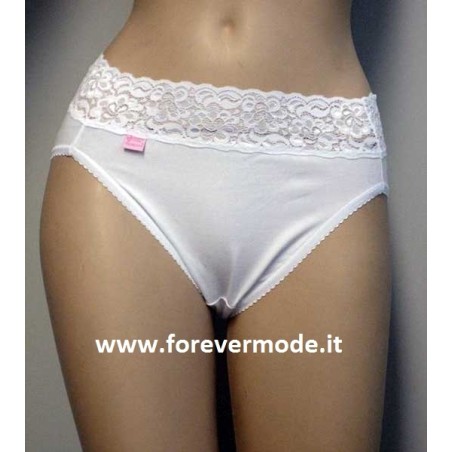 Slip donna Tramonte in leggero cotone con fascia alta di pizzo