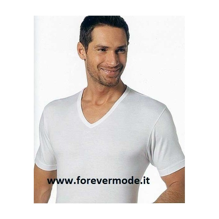3 T-shirt uomo Nottingham manica corta con scollo V in cotone mercerizzato