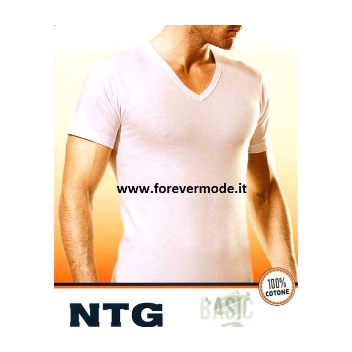 3 T-shirt uomo Nottingham manica corta con scollo V in cotone mercerizzato