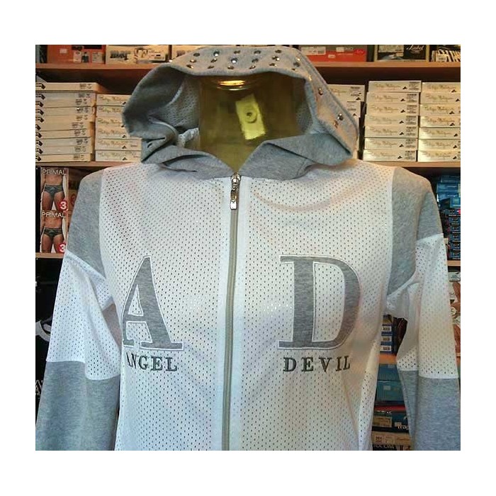 Giubbotto uomo Angel Devil, tessuto retato con logo ricamato