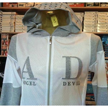 Giubbotto uomo Angel Devil, tessuto retato con logo ricamato