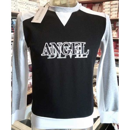 Felpa uomo Angel Devil estiva a girocollo con logo ricamato