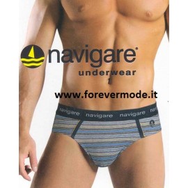 3 Slip uomo Navigare in cotone a righe, elastico esterno logato