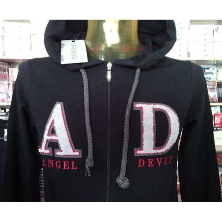 Felpa uomo Angel Devil con zip, logo ricamato, tasche cappuccio